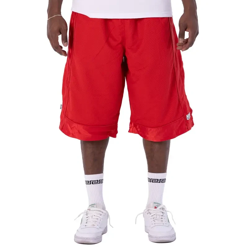 Pro Club Men's Heavyweight Mesh Basketball Shorts (Royal Blue/Red/Brown)